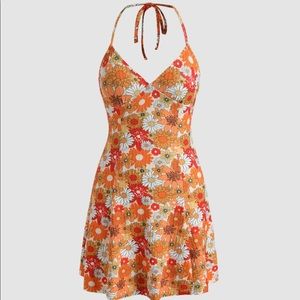 NWT Cider Sunflower Mini Halter Dress size Medium